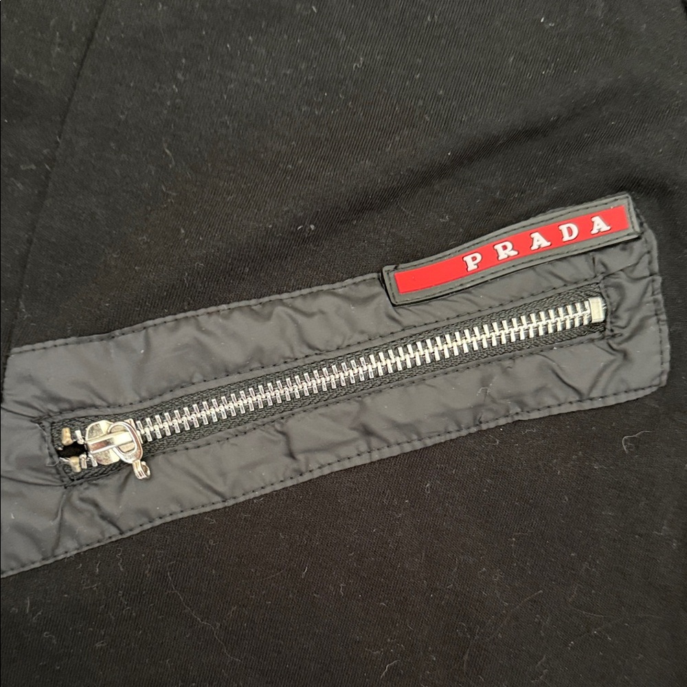Prada Black Short Sleeve Pocket Shift Dress with Zip Detail - Picture 3 of 4